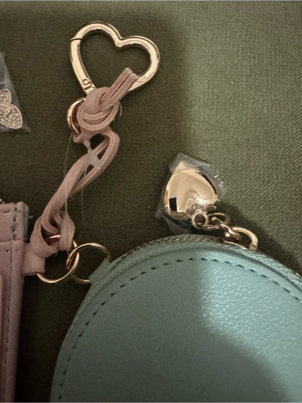 Juicy Couture Mint & Pink Floral Coin Pouch and Keyring Set